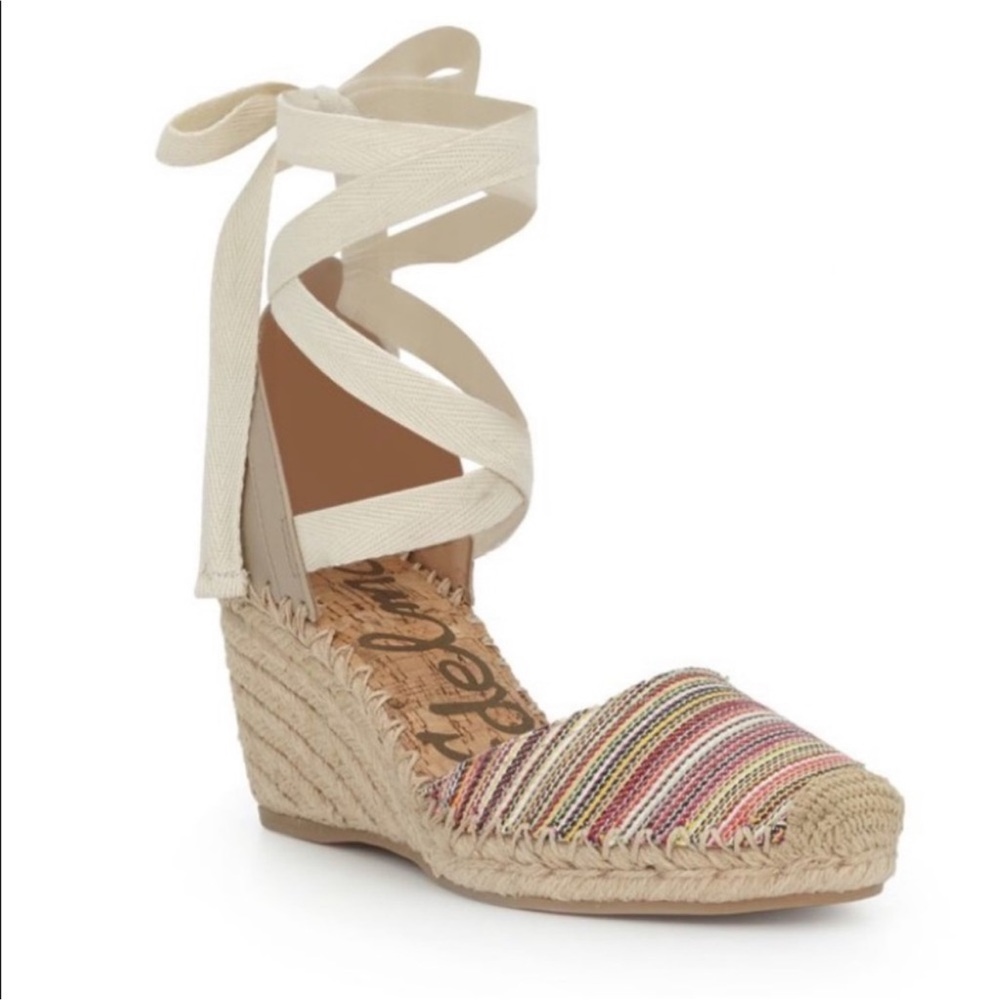 Sam Edelman Wraparound Ankle Striped ‘Patsy’ Espa… - image 1